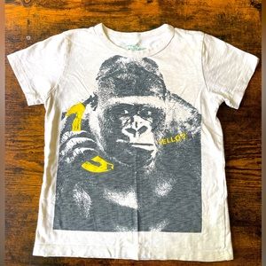 Unisex Crewcuts tag-less tee, size 6-7, gorilla graphic & crushed velvet detail